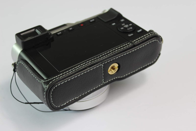 BolinUS D-Lux 7 Case, BolinUS Handmade Genuine Real Leather Half Camera Case Bag Cover for Leica D-Lux 7 Bottom Opening Version + Hand Strap (Black) - Image 5